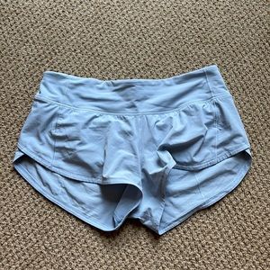 Lululemon light blue speed up shorts